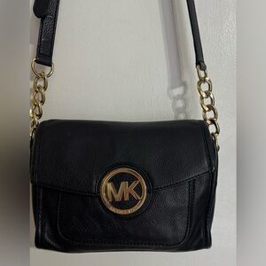 Michael Kors Fulton Black Leather Small Crossbody Bag